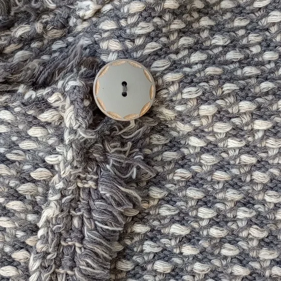 Anthropologie Angel of The North Tipperary Frayed Button Cardigan Jacket Grey S - Picture 6 of 13